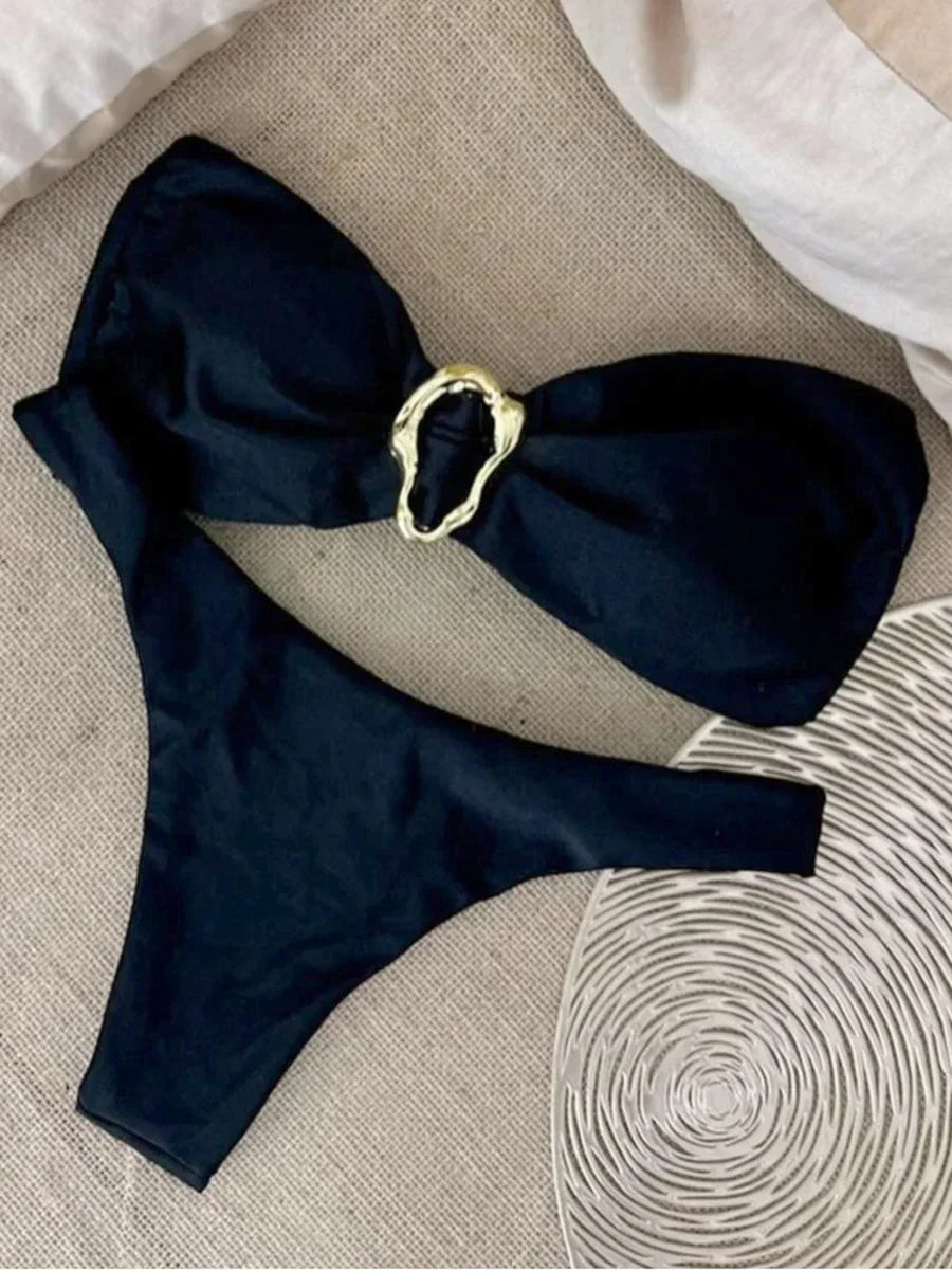 Metal Rings Bandeau Bikini