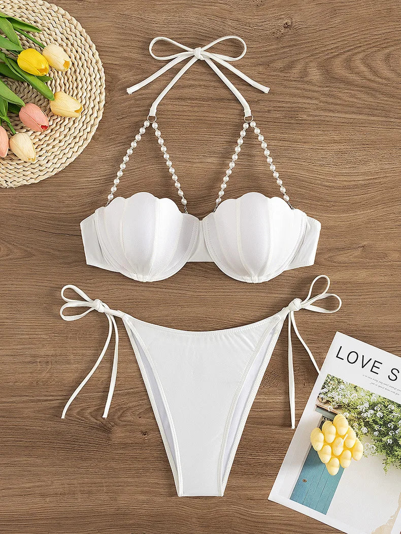 Sexy Pearls Strap Bikini Set
