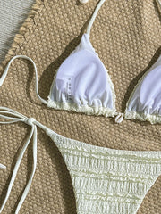 Sexy Beige Pleate Micro Bikini