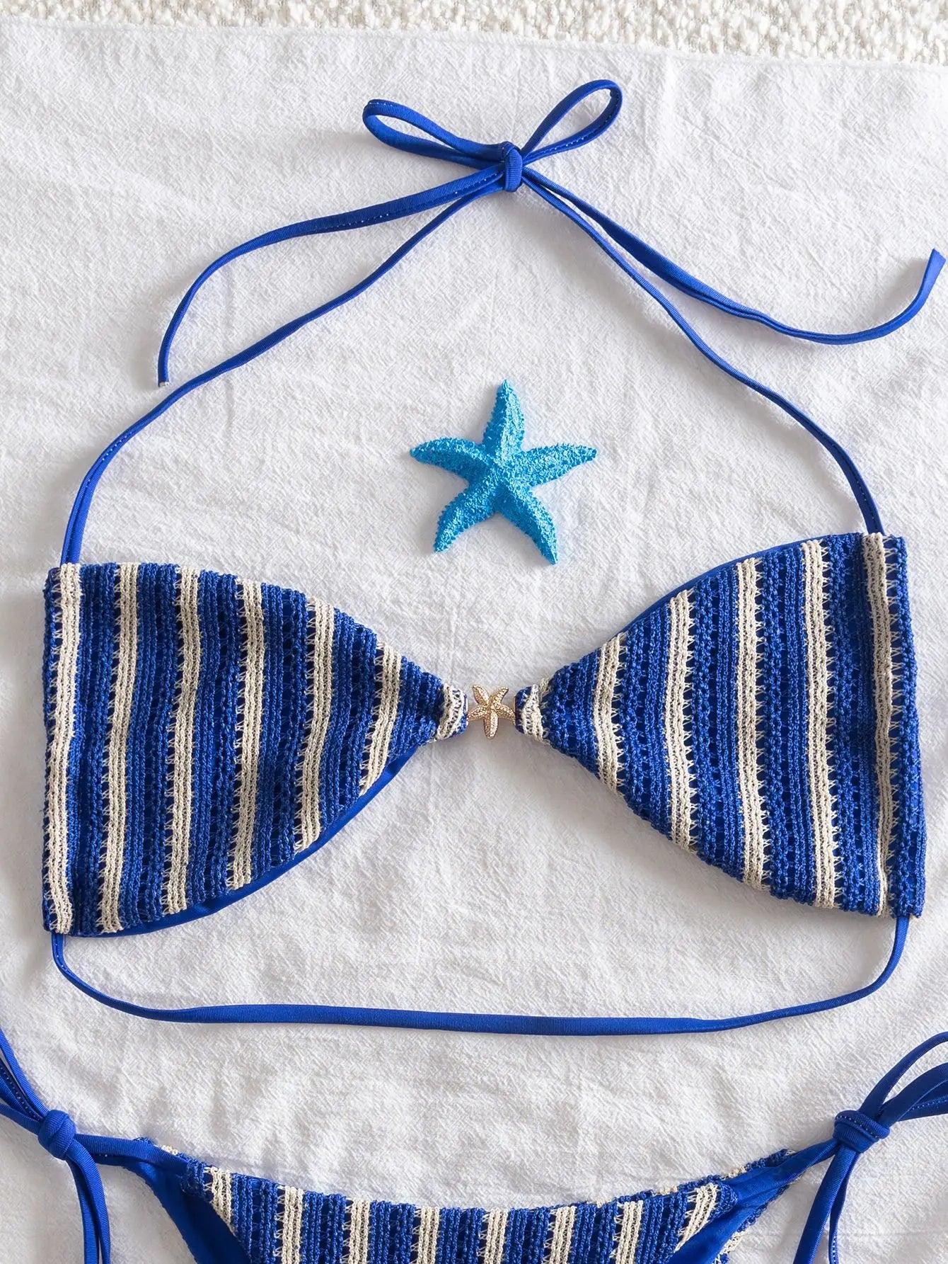 Sexy Blue Striped Micro Bikini