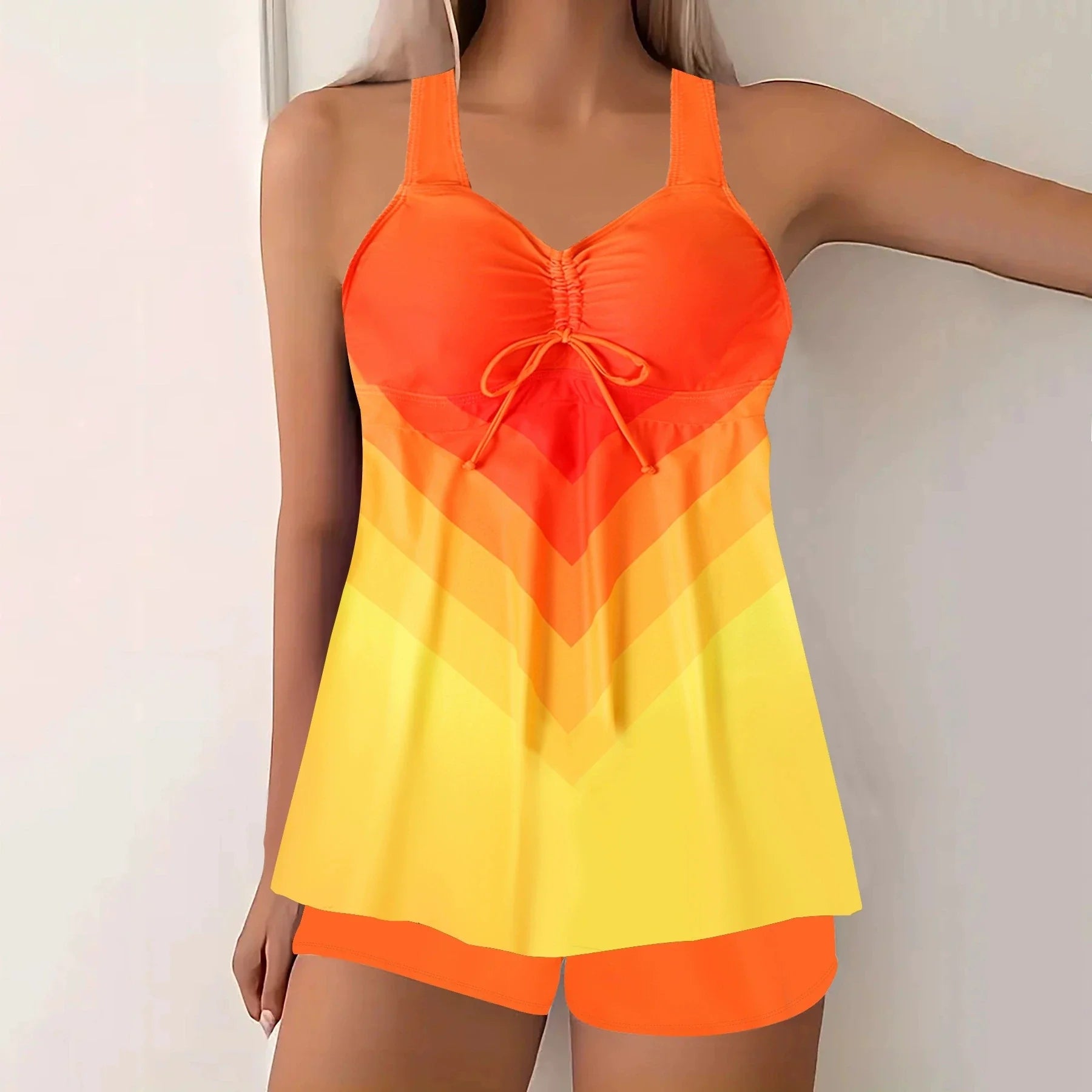 Vintage Tie Dye Gradient Tankini Set