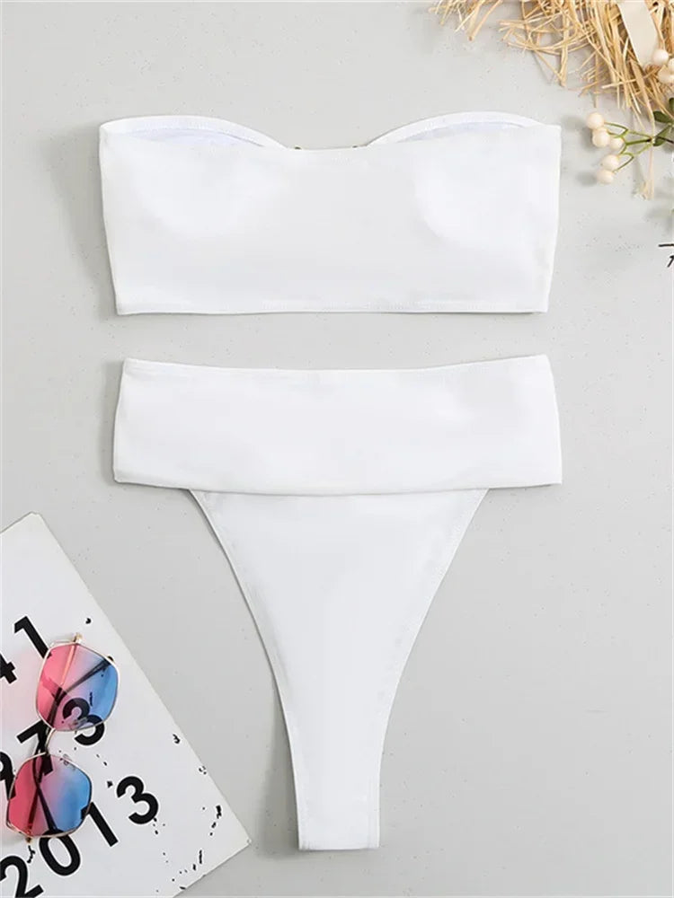 Luxury Metal Designer High Waist Bikini