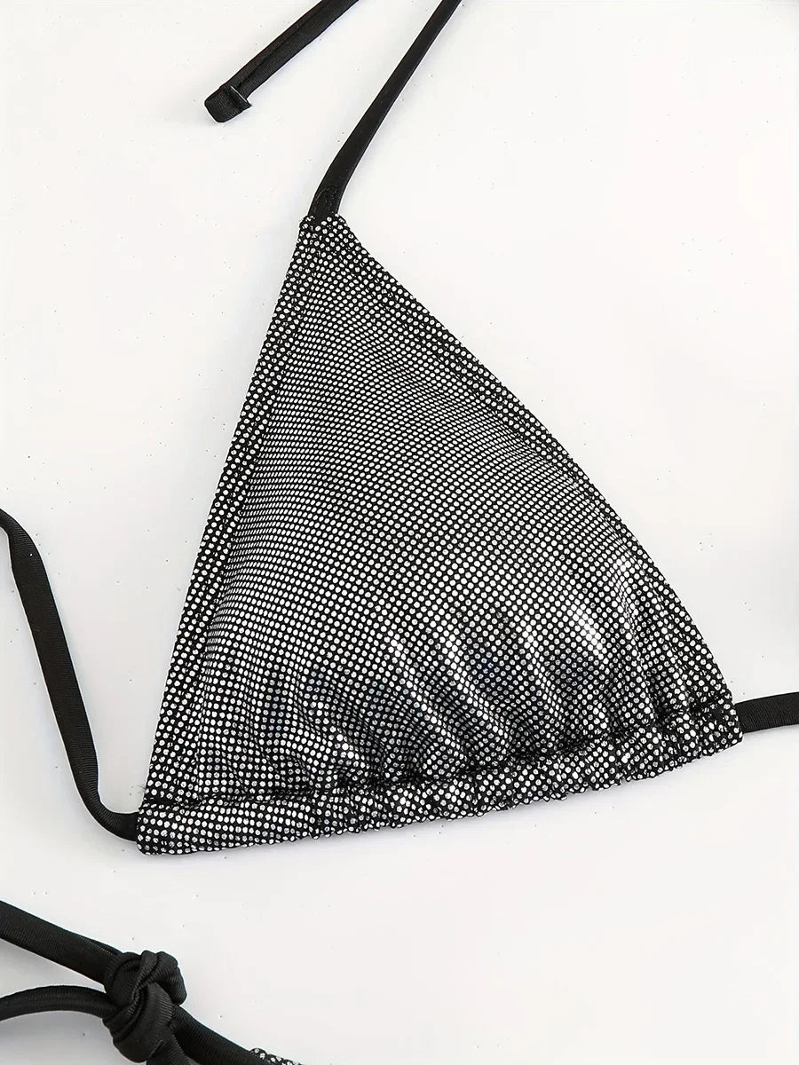 Shiny Bronzing Halter Bikini
