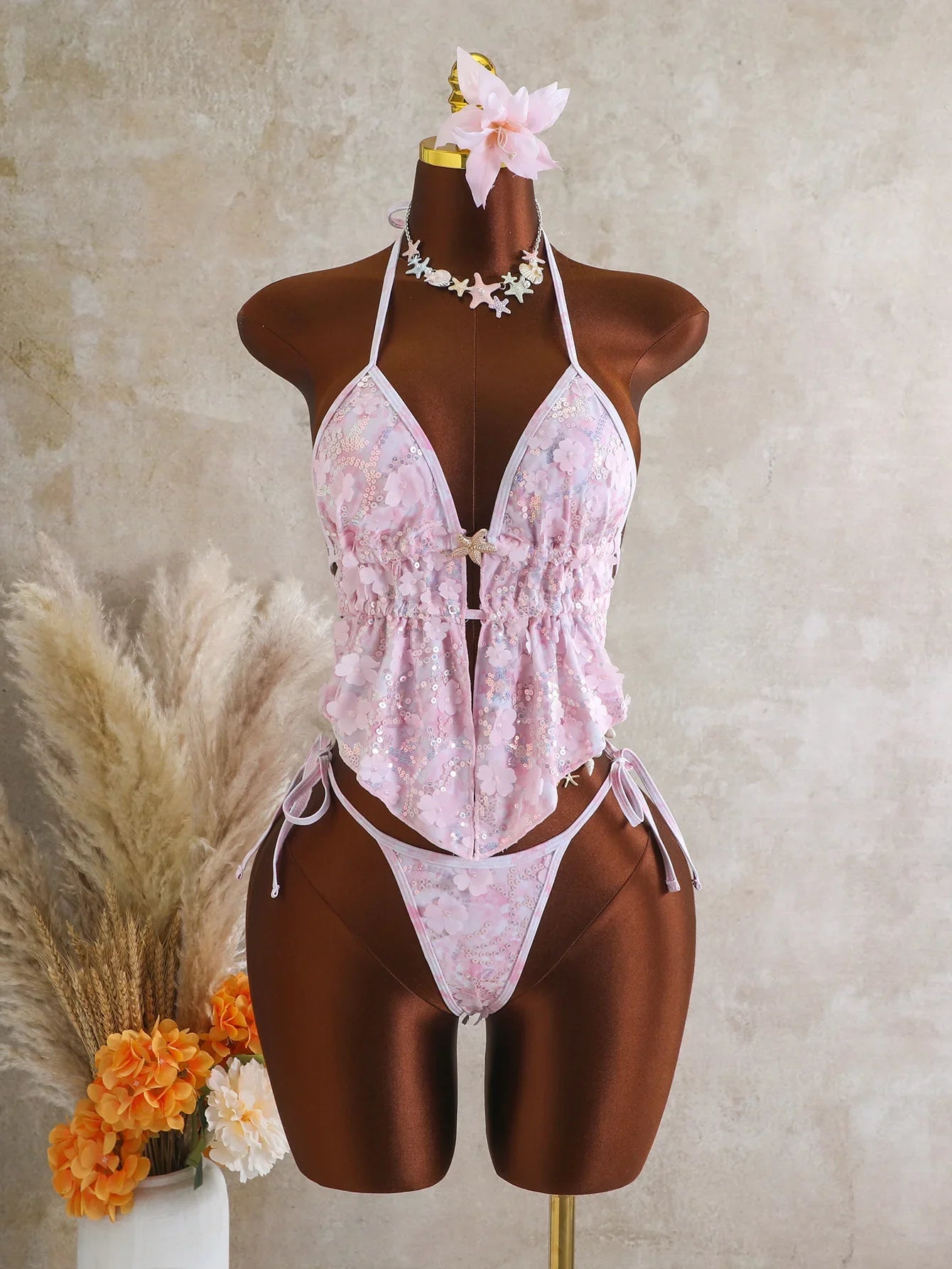 Sexy Sequin Pink Bikini