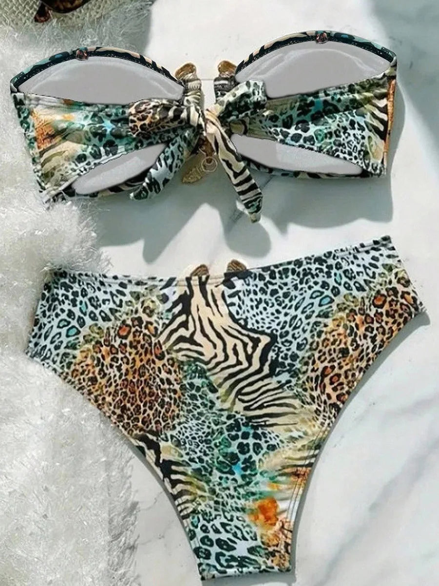 S - XL Leopard Bandeau Bikini