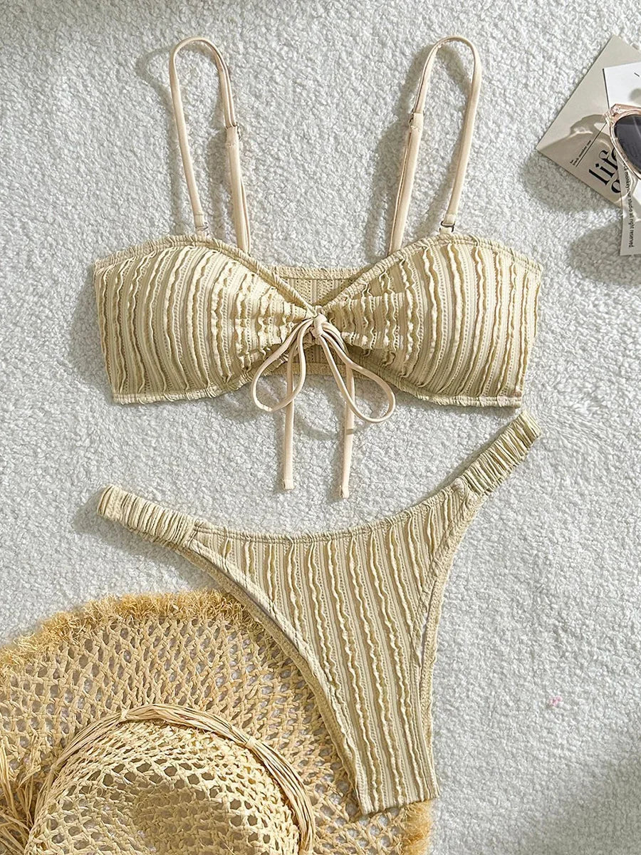 Wrinkled Crinkled Tie Knotted Bikini