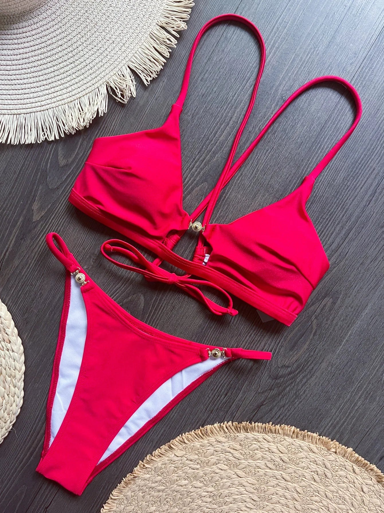 Cross Back Hollow Out Bikini