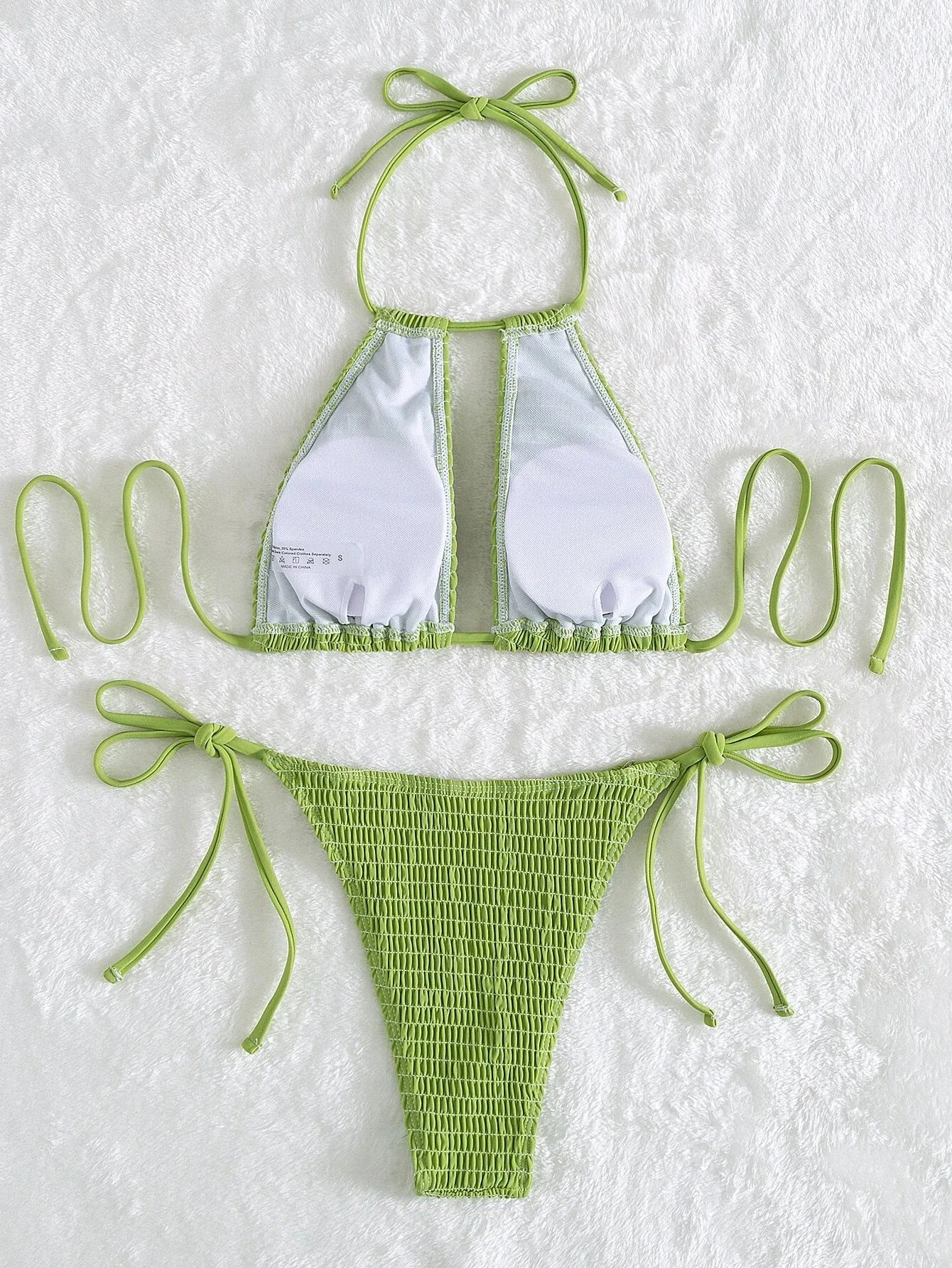Orange Halter Neck Push Up Micro Swimsuit