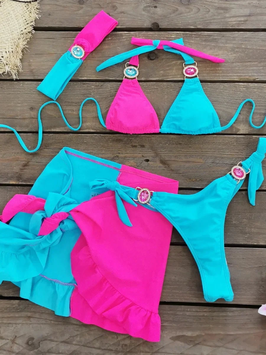Sexy Skirt 4 Pieces Bikini Set