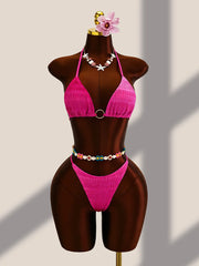 4PCS with Cover Up Skirt Gradient Knit Bikini