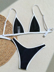 Splicing Contrast Mini Bra Brazilian High Cut Bikini