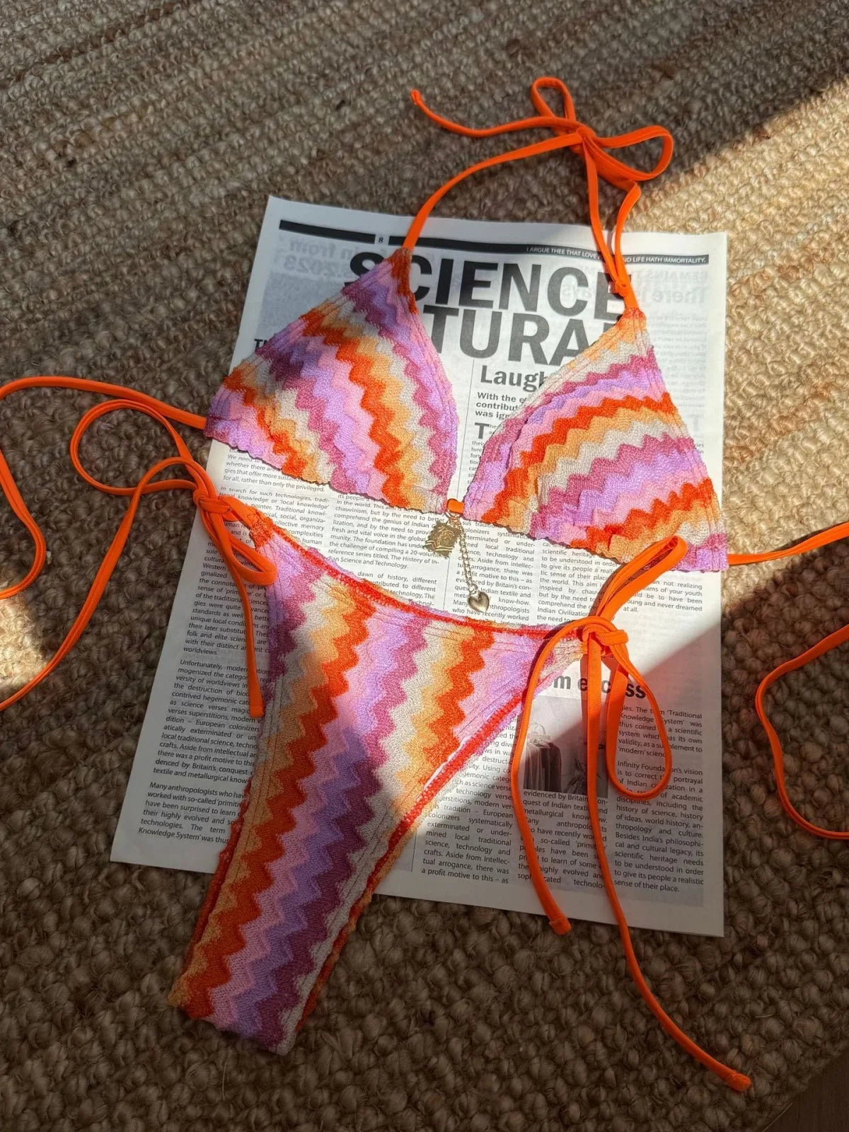 Sexy Lace Orange Gradient Bikini Set