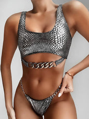 High Cut Metal Chains Bikini