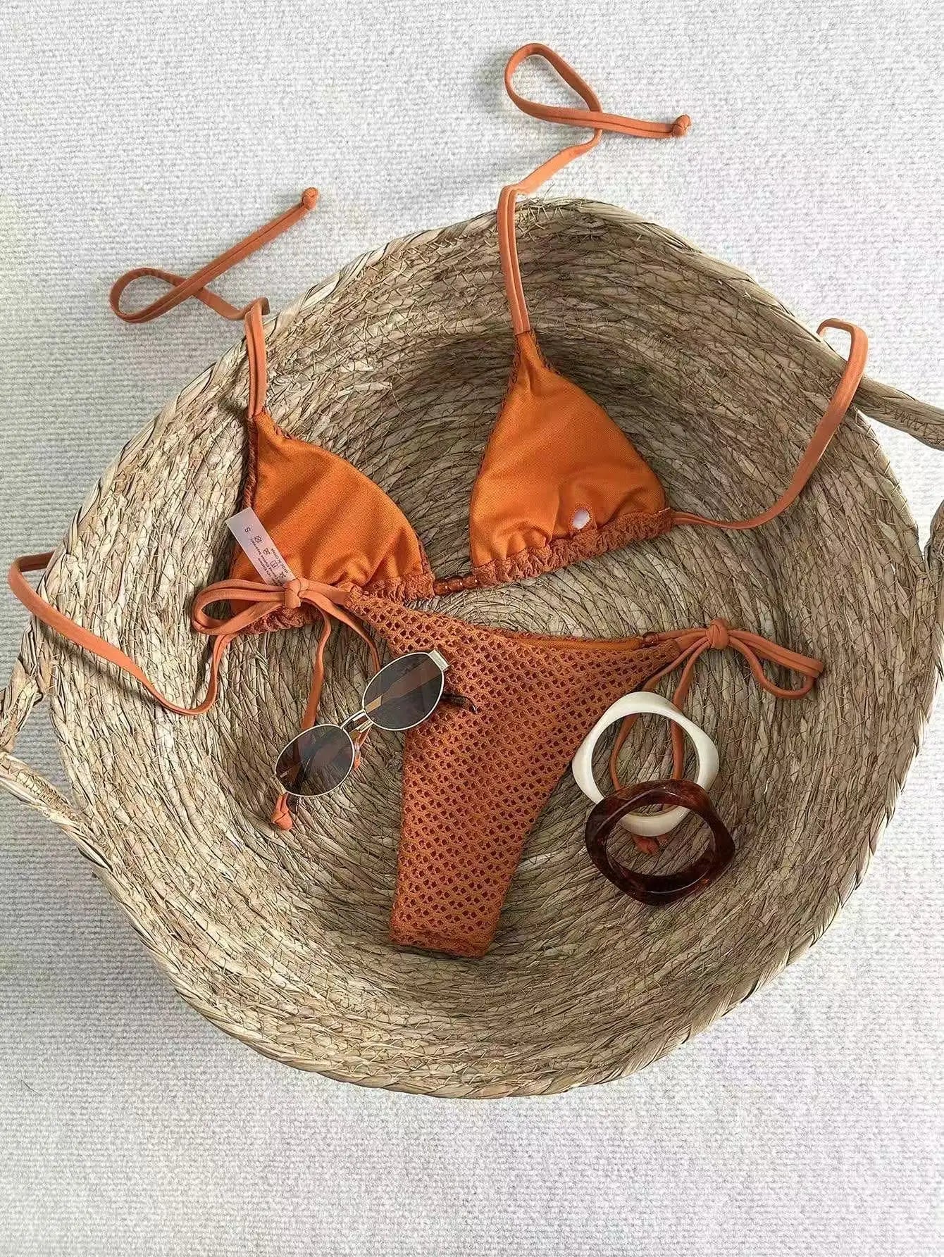 Sexy Coffee White Bikini Set