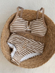 Sexy Brown Striped Bikini Set