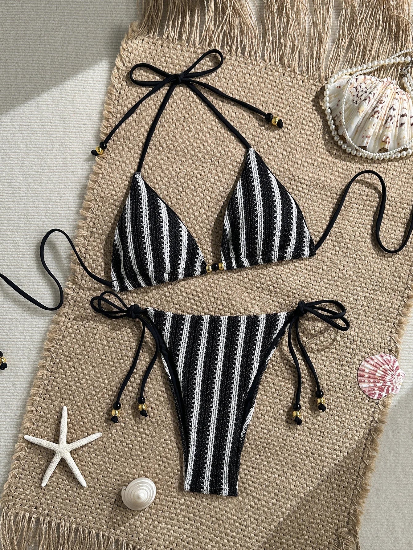 Sexy Pink Striped Micro Bikini Set