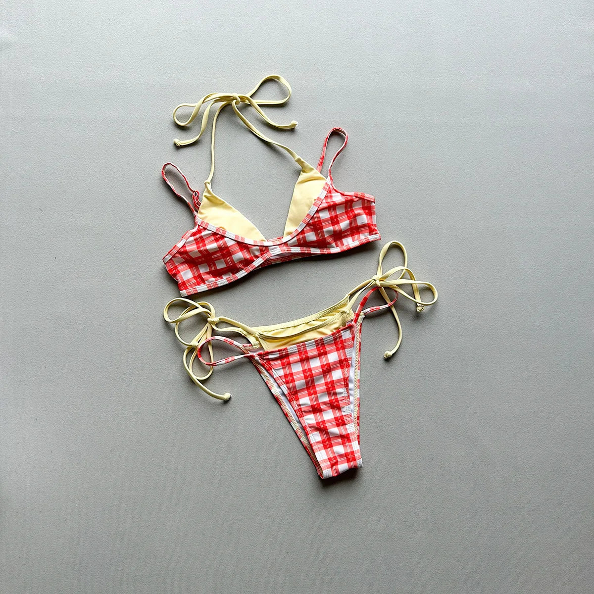 Sexy Brown Polka Dot Print Patchwork Bikini Set