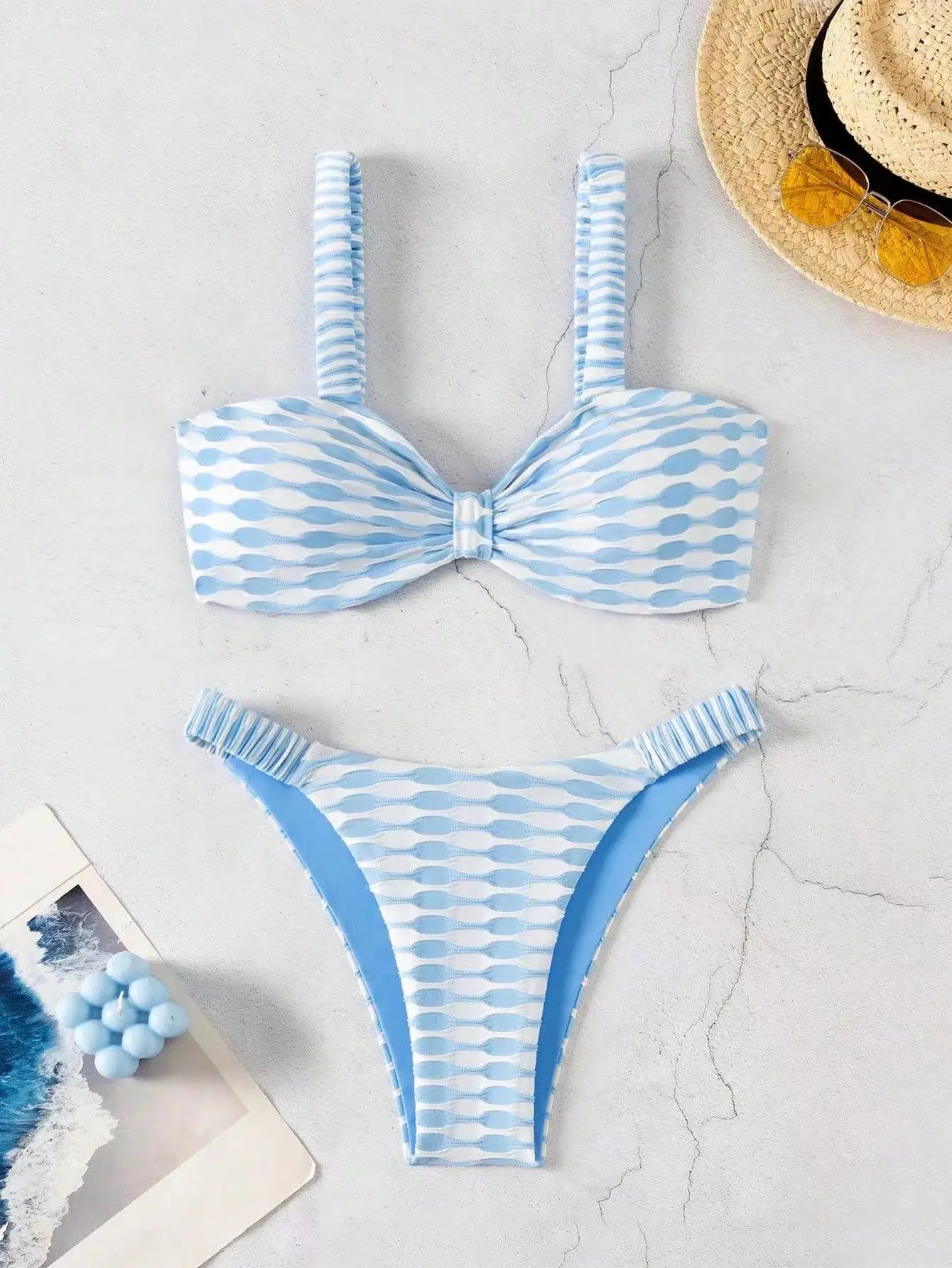 Sexy Khaki Plaid Print Bikini