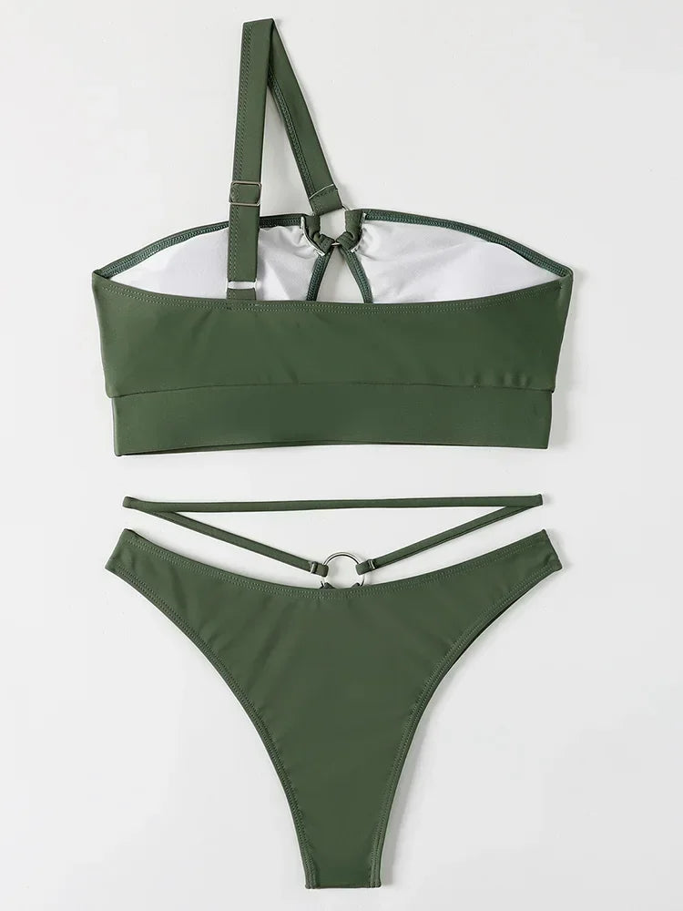 Sexy Hollow Out One Shoulder Bikini