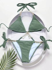 Crystal Rhinestones Push Up Micro Swimsuit