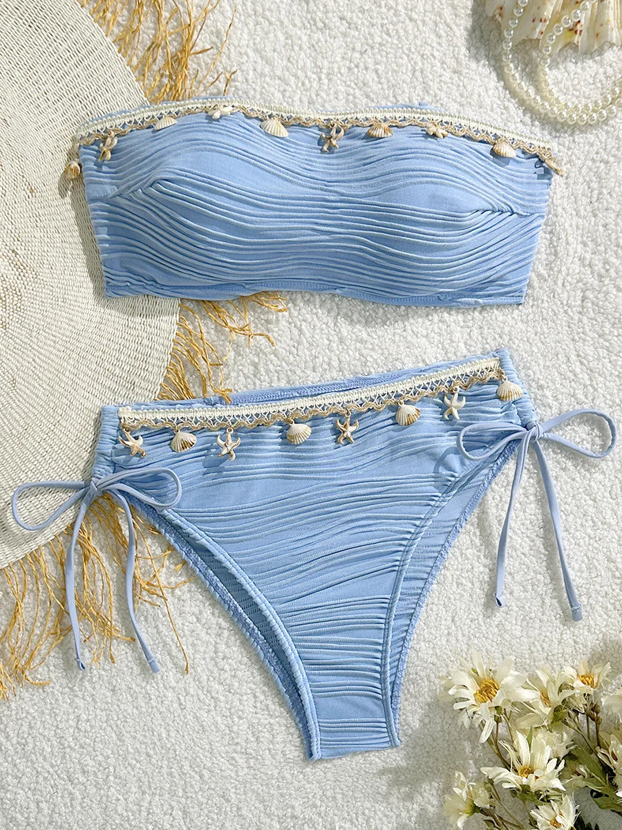 XS - XL Bandeau Wrinkled High Cut Bikini