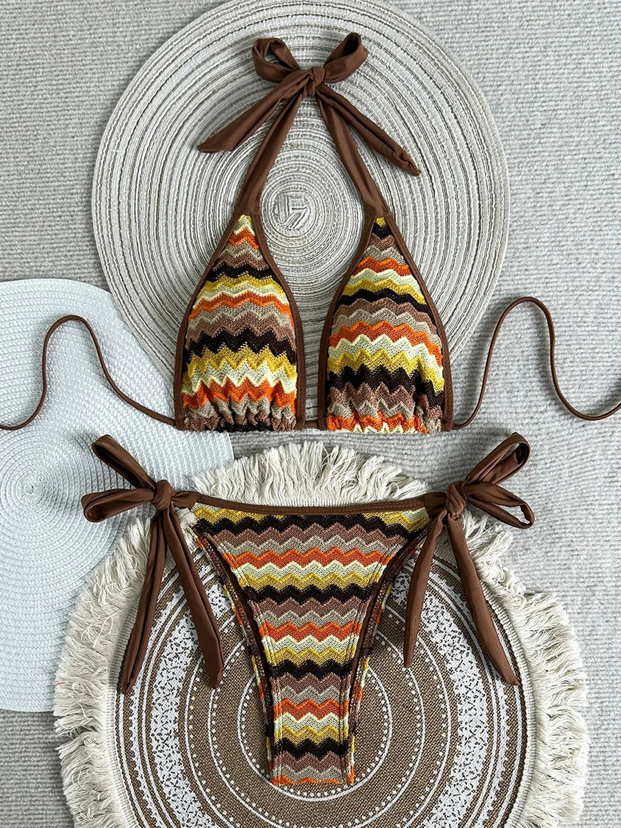 Striped Halter Bikini