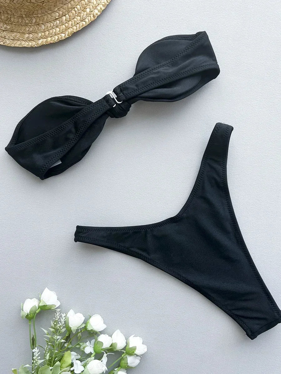 Sexy Front Tie Bow Bikini Set