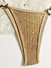 Metal Ring Shiny Sequins Bikini