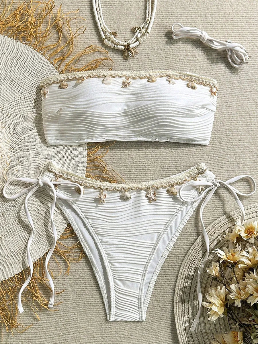 XS - XL Bandeau Wrinkled High Cut Bikini