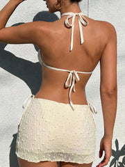 With Mesh Skirt Tankini Halter Bikini