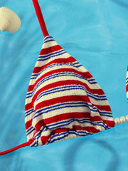 Sexy Red Striped Bikini Set