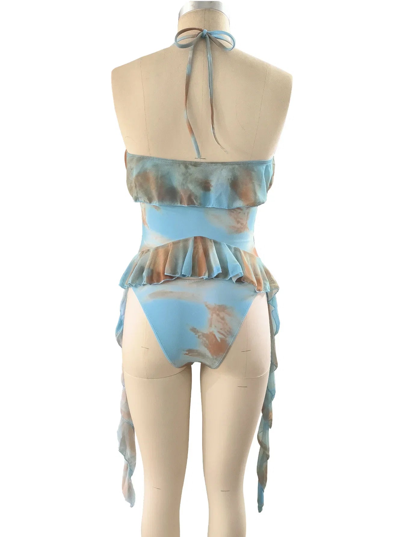 Sexy Blue Tie Dye Gradient Bikini Set