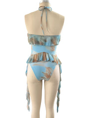 Sexy Blue Tie Dye Gradient Bikini Set