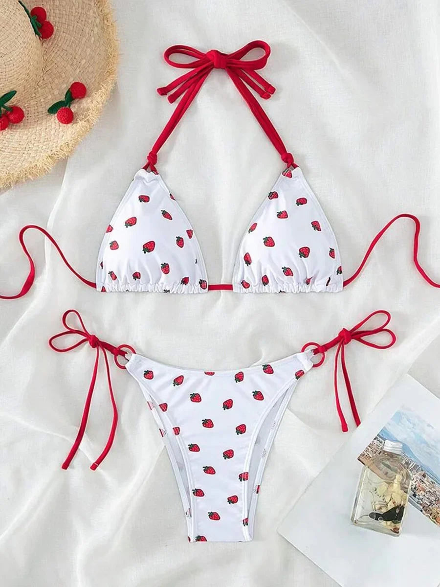 Halter Strawberry Designer Bikini