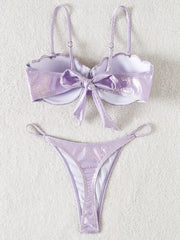 Snake Skin with Bra Cup Micro Thong Bikini