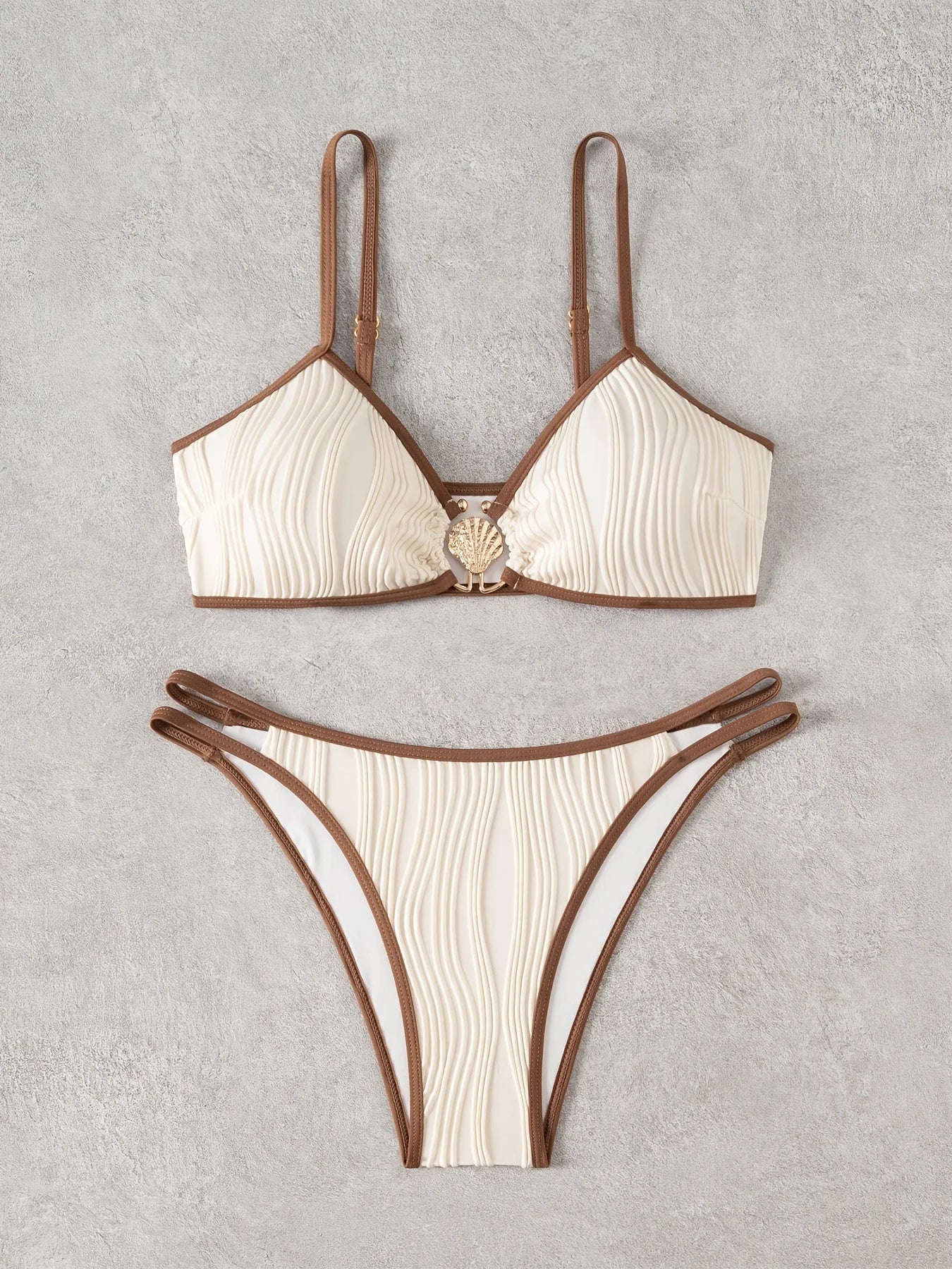Sexy Beige Patchwork Bikini Set