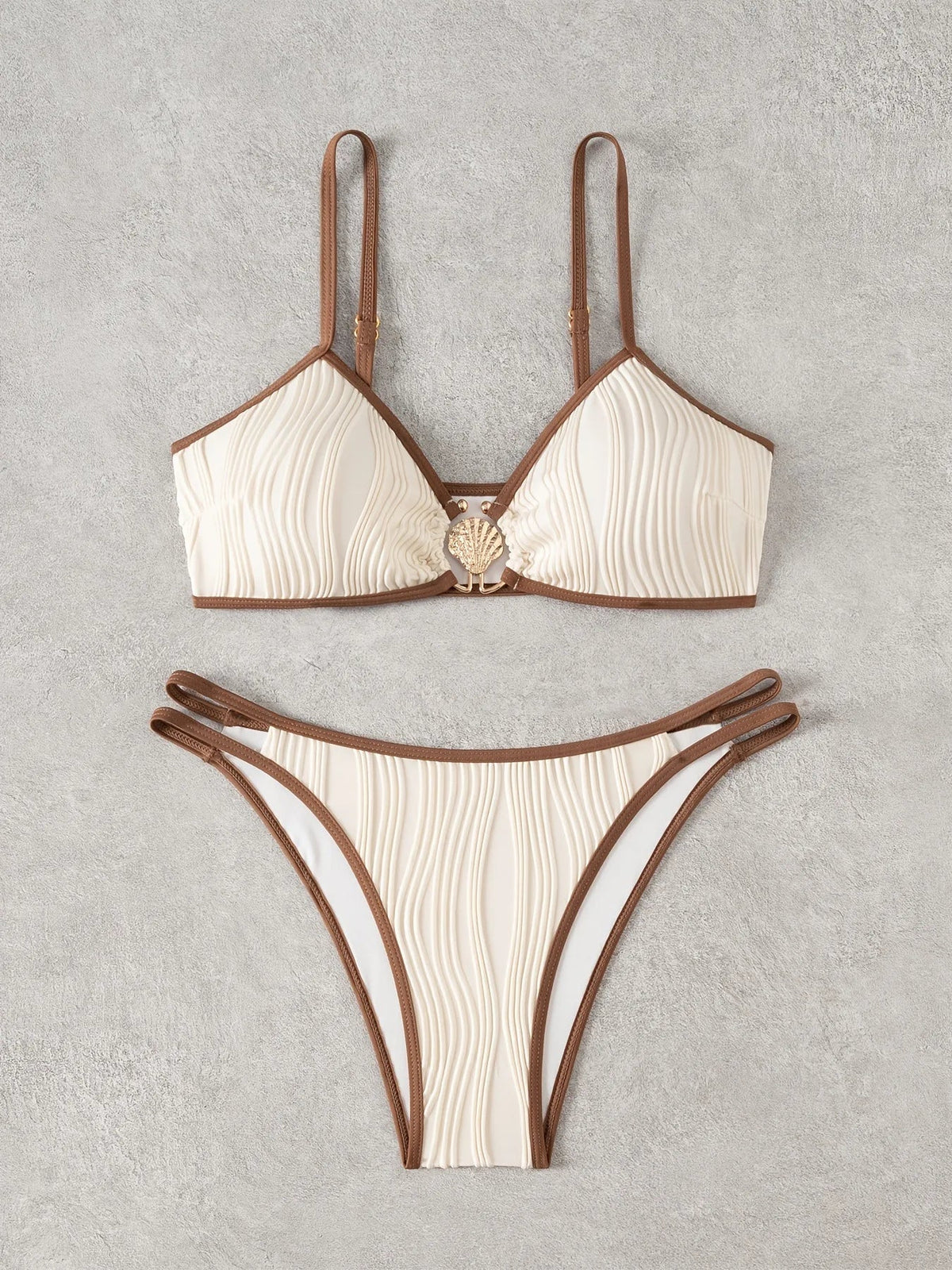 Sexy Beige Patchwork Bikini Set