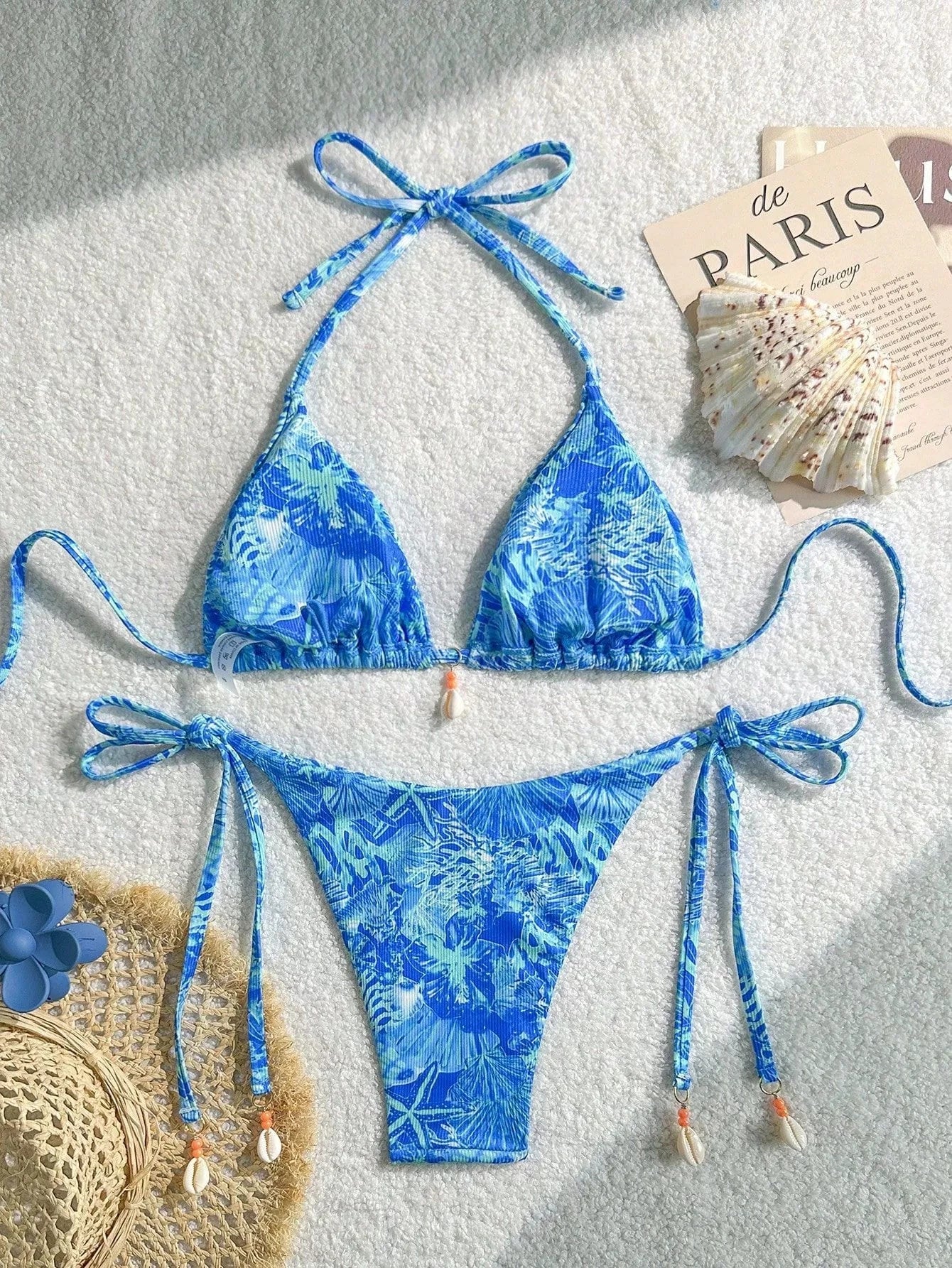 Sexy Orange Leaves Print Micro Bikini