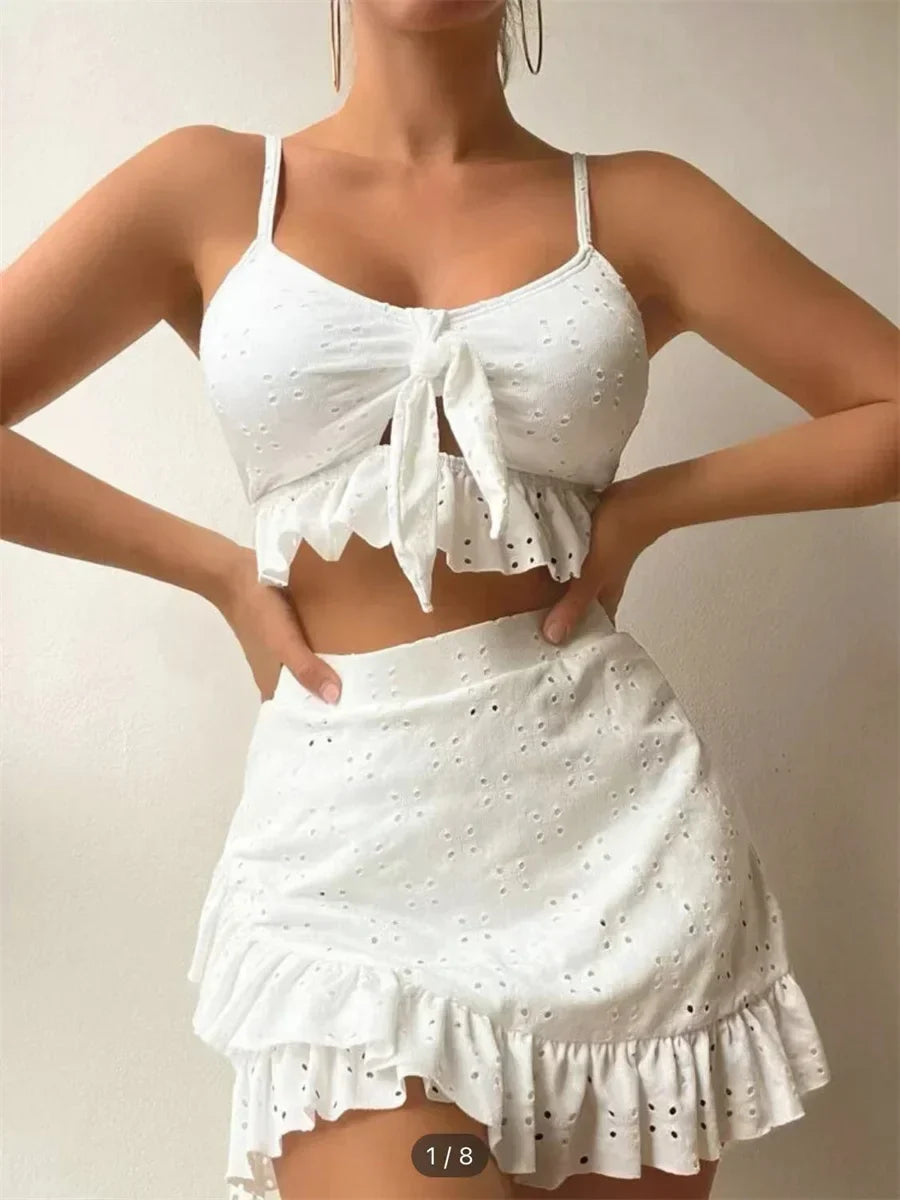Sexy White 3 Piece Bikini