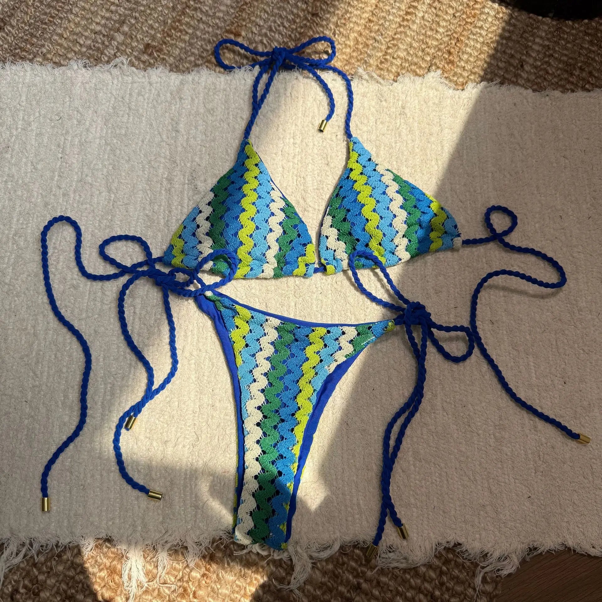 Sexy Yellow Patchwork Bikini
