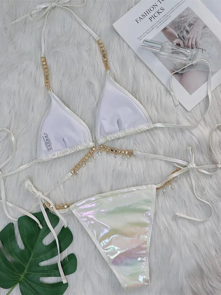 Sexy Pink Brozing Bikini Set