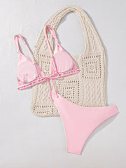 Sexy Pink Bow Thong Bikini