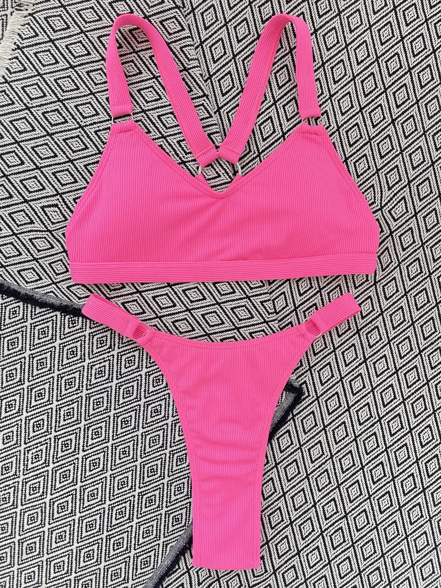 Sexy Ribbed Micro Thong Bikini