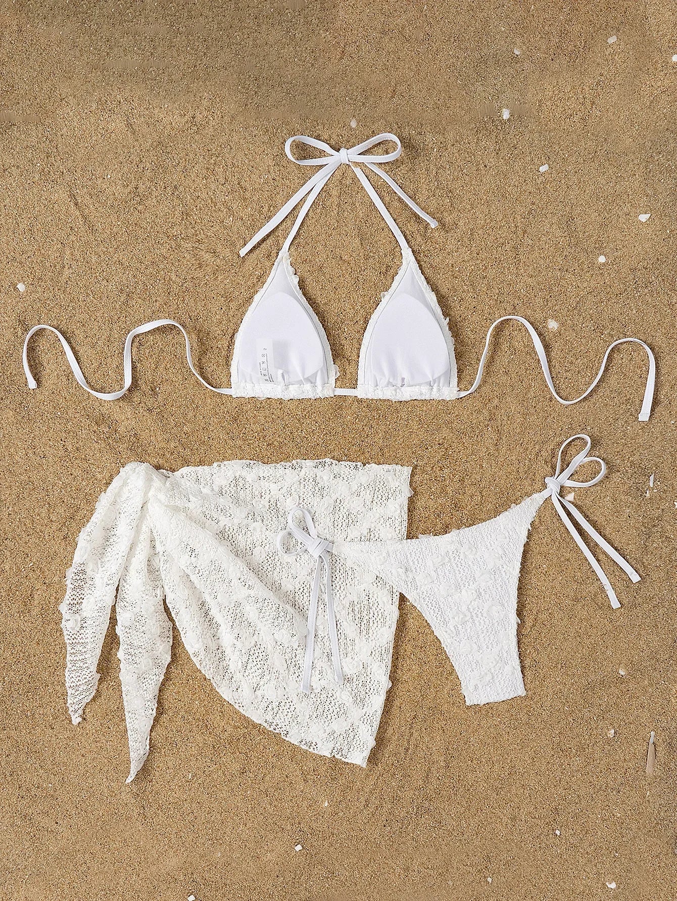 Sexy White Lace Cover Up Skirt 3 Piece Swimsuit