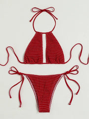 Orange Halter Neck Push Up Micro Swimsuit