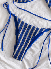 Sexy Blue Striped Micro Bikini