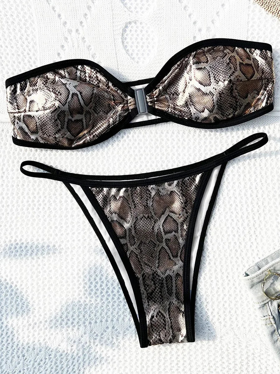 Snake Skin Bandeau Bikini