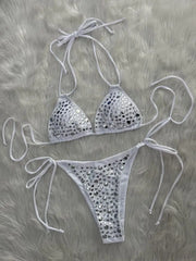 Luxury Black White Rhinestone Bikini
