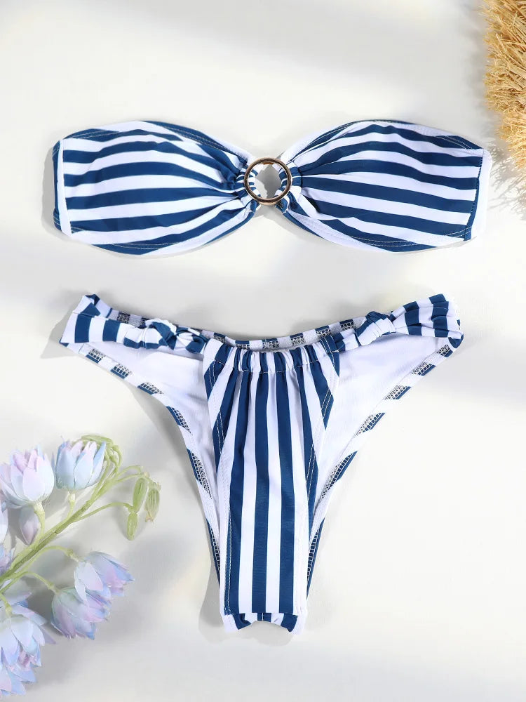 Sexy Bandeau Striped Bikini