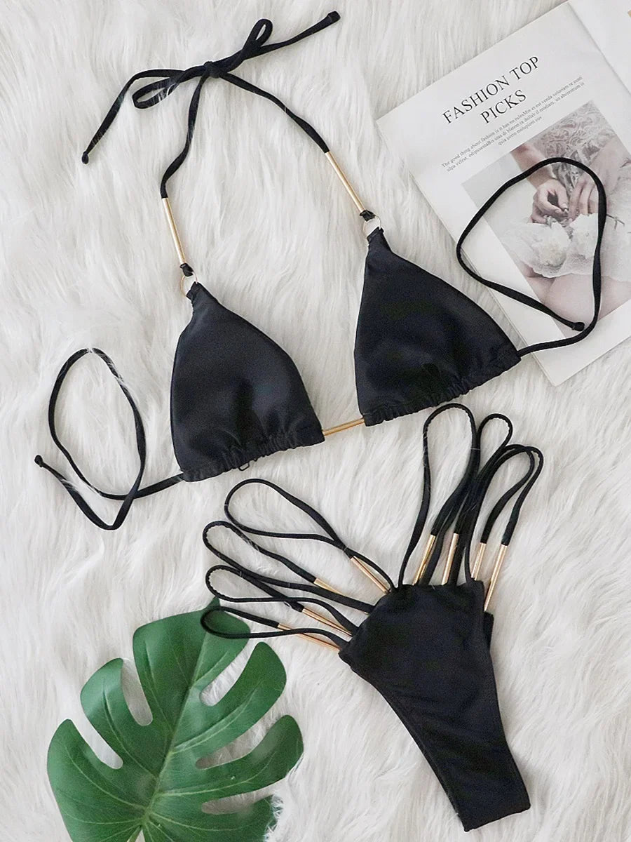 Sexy Hollow Out High Leg Cut Bikini